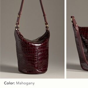 Clare V Jeanne bag Mahogany Crocodile-Embossed Leather Bag NEW with tags
